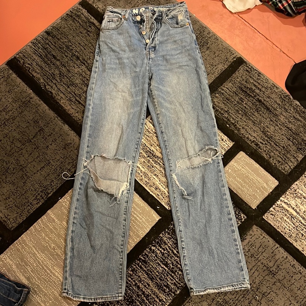 S.O.N.G 90’s boyfriend ripped blue jeans size 00x23